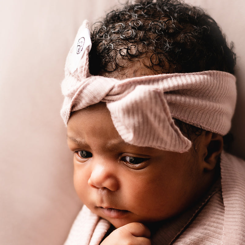 Ribbed Cotton Headband Dusty Pink