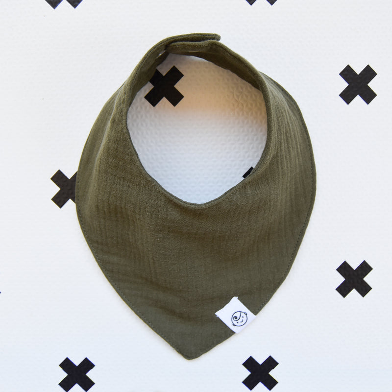 Olive Muslin Bandana Bib