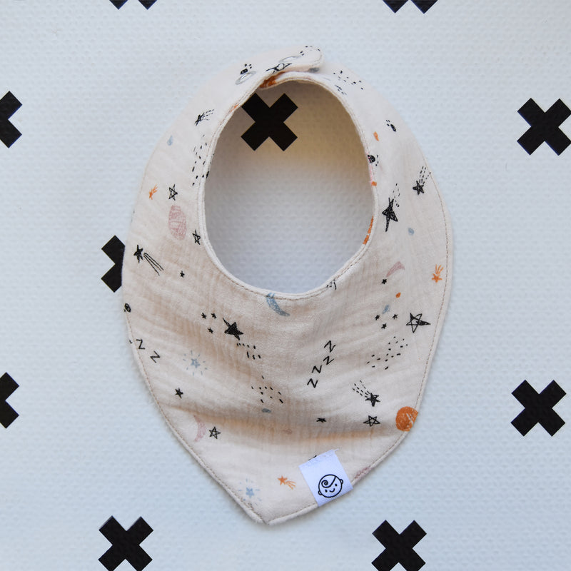 Sleepy Space Beige Muslin Bandana Bib