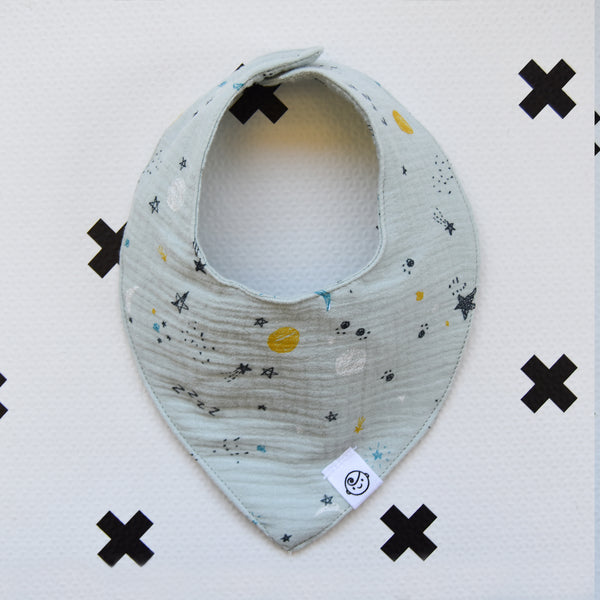 Sleepy Space Blue Muslin Bandana Bib