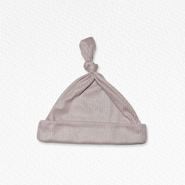 Ribbed Cotton Single Knot Beanie Dusty Pink