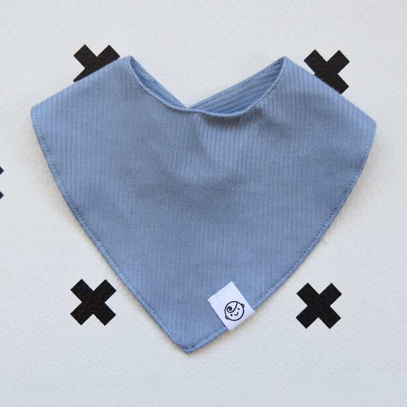 Ribbed Cotton Bandana Bib Blue