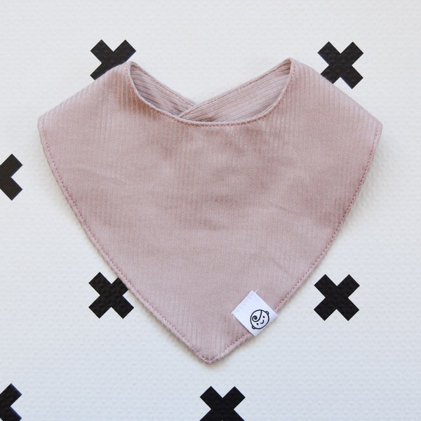 Ribbed Cotton Bandana Bib Dusty Pink