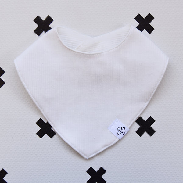 Ribbed Cotton Bandana Bib Ivory