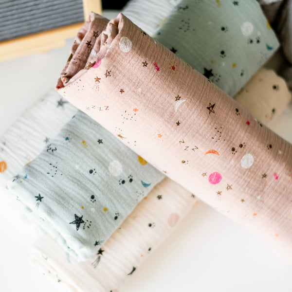 Sleepy Space Pink Muslin Swaddle